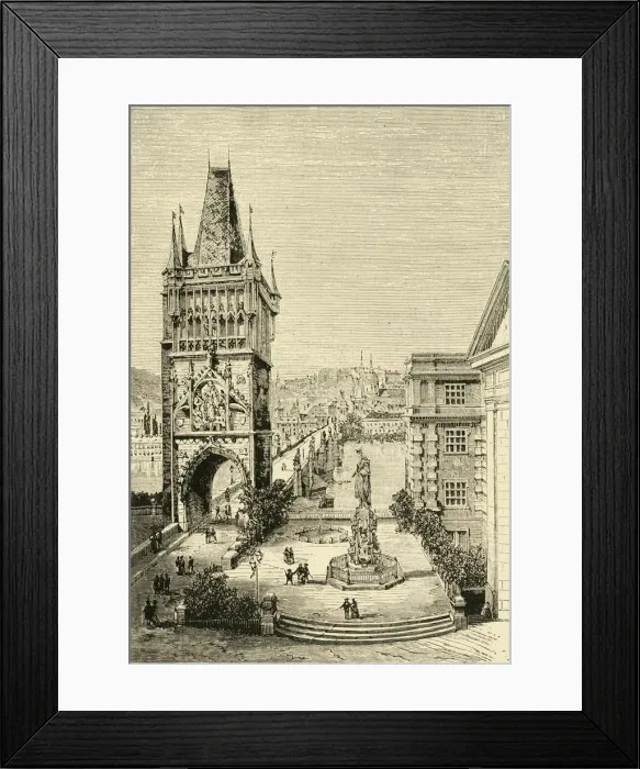 Framed Print : View in Prague - The bridge Tower, 1890. Creator: Unknown Framed Print : View in Prague - The bridge Tower, 1890. Creator: Unknown