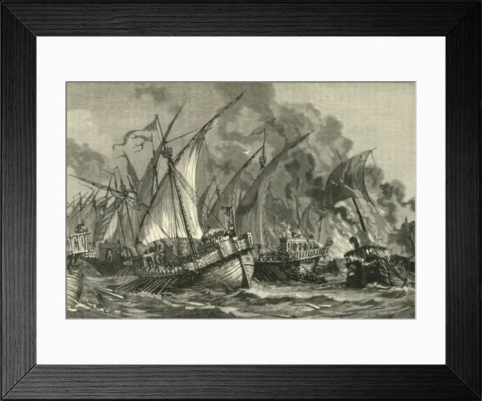 Framed Print : Defeat of the Saracenic Fleet Before Constantinople, (717-718), 1890. Creator: Unknown Framed Print : Defeat of the Saracenic Fleet Before Constantinople, (717-718), 1890. Creator: Unknown