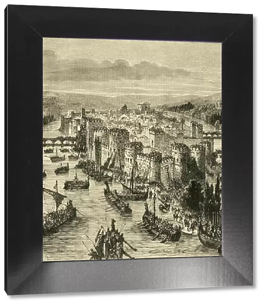 Siege of Paris by the Norsemen, (845), 1890. Creator: Unknown