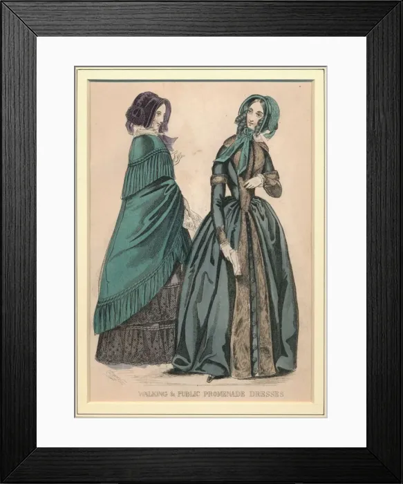 Framed Print : Walking & Public Promenade Dresses, c19th century. Creator: Unknown Framed Print : Walking & Public Promenade Dresses, c19th century. Creator: Unknown