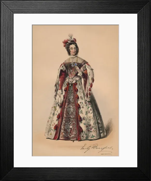 Framed Print : Emily Duchess of Beaufort in costume for Queen Victorias Bal Costume, May 12 1842, (1843) Framed Print : Emily Duchess of Beaufort in costume for Queen Victorias Bal Costume, May 12 1842, (1843)