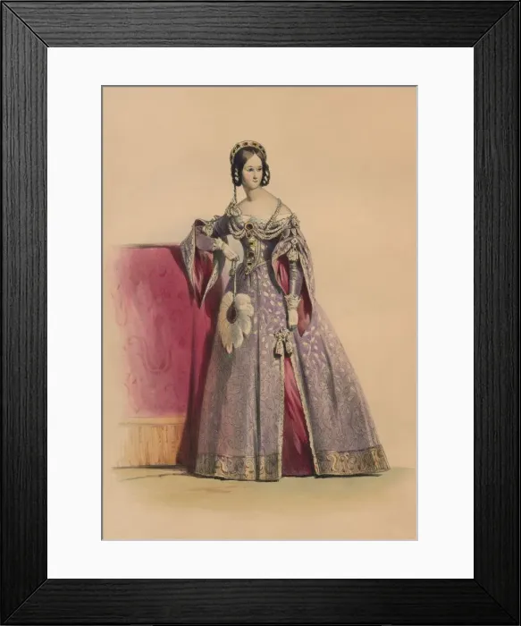 Framed Print : Guest in costume for Queen Victorias Bal Costume, May 12 1842, (1843). Creator Framed Print : Guest in costume for Queen Victorias Bal Costume, May 12 1842, (1843). Creator