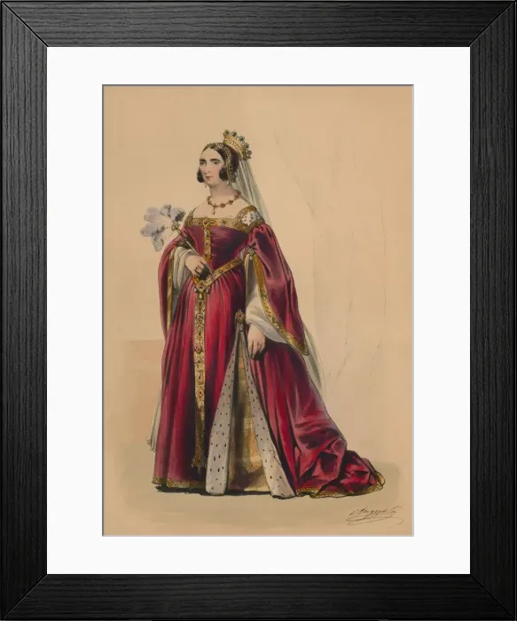 Framed Print : Guest in costume for Queen Victorias Bal Costume, May 12 1842, (1843). Creator Framed Print : Guest in costume for Queen Victorias Bal Costume, May 12 1842, (1843). Creator