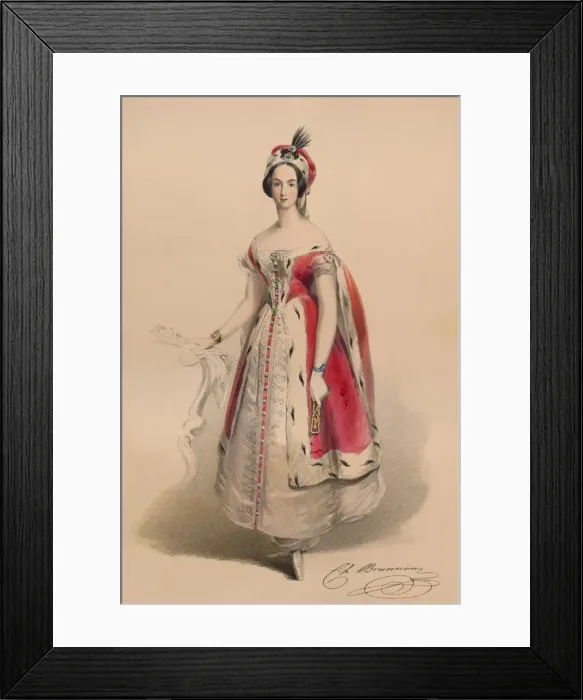 Framed Print : Guest in costume for Queen Victorias Bal Costume, May 12 1842, (1843). Creator Framed Print : Guest in costume for Queen Victorias Bal Costume, May 12 1842, (1843). Creator