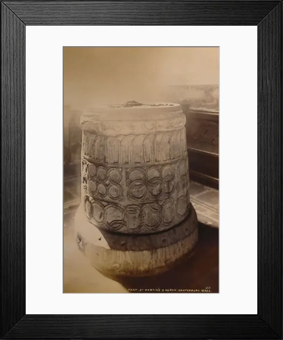 Framed Print : Font, St. Martins Church, Canterbury, 1929. Creator: Unknown Framed Print : Font, St. Martins Church, Canterbury, 1929. Creator: Unknown