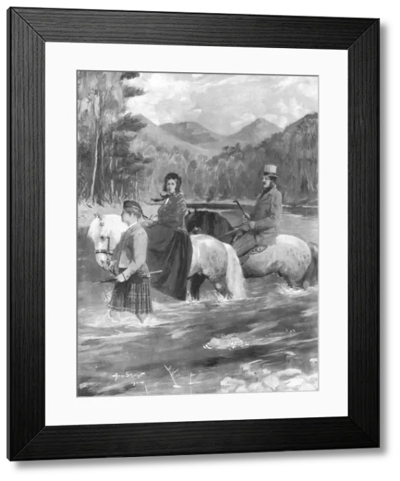 Framed Print : Her Majesty and the Prince Consort fording the Garry, September 25, 1844, (1901) Framed Print : Her Majesty and the Prince Consort fording the Garry, September 25, 1844, (1901)