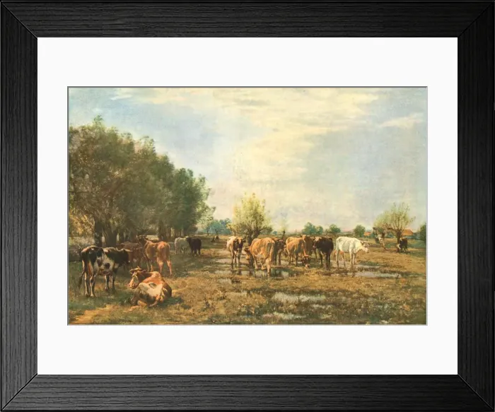 Framed Print : Fen Meadows with Cattle, 1877, (c1930). Creator: Mark Fisher Framed Print : Fen Meadows with Cattle, 1877, (c1930). Creator: Mark Fisher