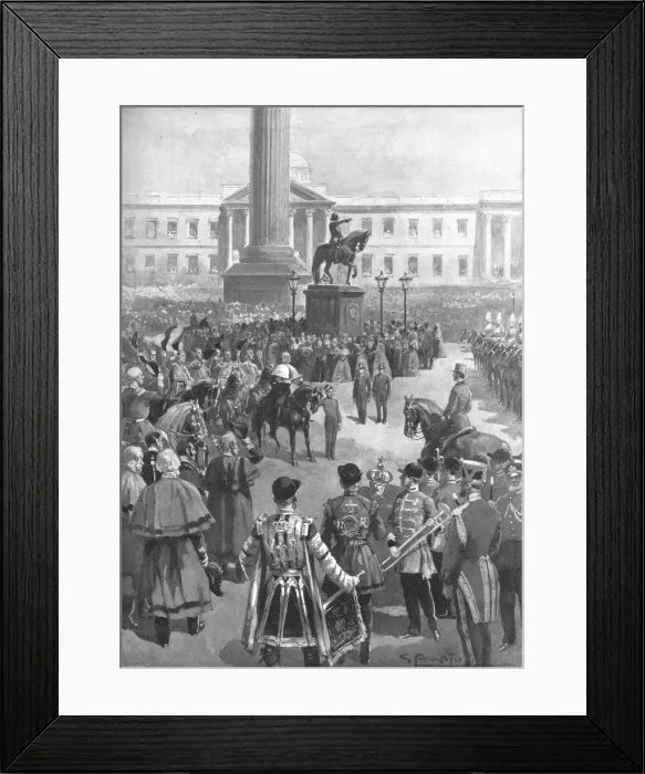 Framed Print : The End of the Crimean War: The Proclamation of Peace at Charing Cross, April 1856, (1901) Framed Print : The End of the Crimean War: The Proclamation of Peace at Charing Cross, April 1856, (1901)