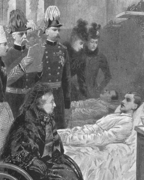 Queen Victoria... visiting Soldiers wounded in the Indian Frontier campaigns... 1898, (1901)