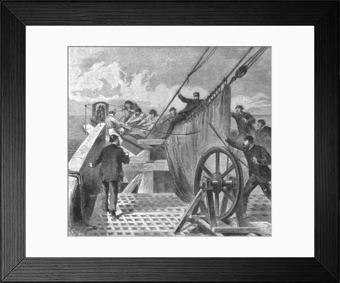 Framed Print : The breaking of the Atlantic Cable on board the Great Eastern, August 2, 1865, (1901) Framed Print : The breaking of the Atlantic Cable on board the Great Eastern, August 2, 1865, (1901)