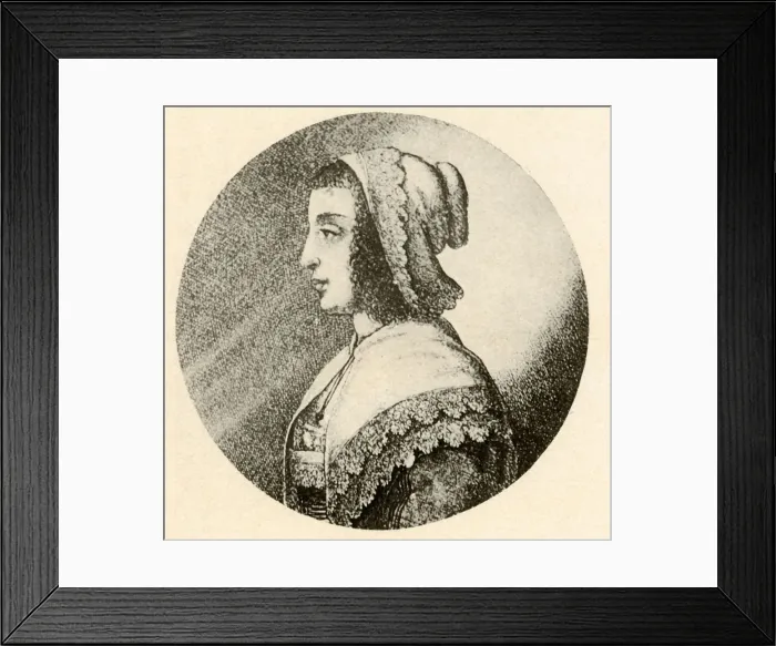Framed Print : An English woman in a coif and kerchief trimmed with Vandyke lace, 1640, (1937) Framed Print : An English woman in a coif and kerchief trimmed with Vandyke lace, 1640, (1937)