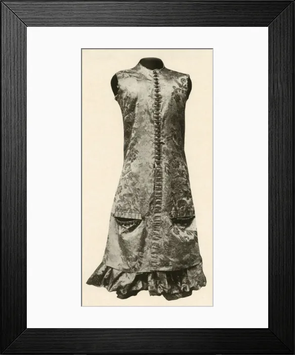 Framed Print : Coat and full breeches of dark red flowered silk, 1681, (1937). Creator: Unknown Framed Print : Coat and full breeches of dark red flowered silk, 1681, (1937). Creator: Unknown