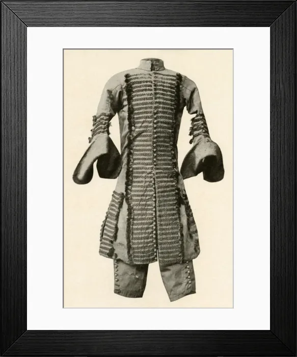 Framed Print : Coat and breeches of silk trimmed with fancy braid, c1680, (1937). Creator: Unknown Framed Print : Coat and breeches of silk trimmed with fancy braid, c1680, (1937). Creator: Unknown