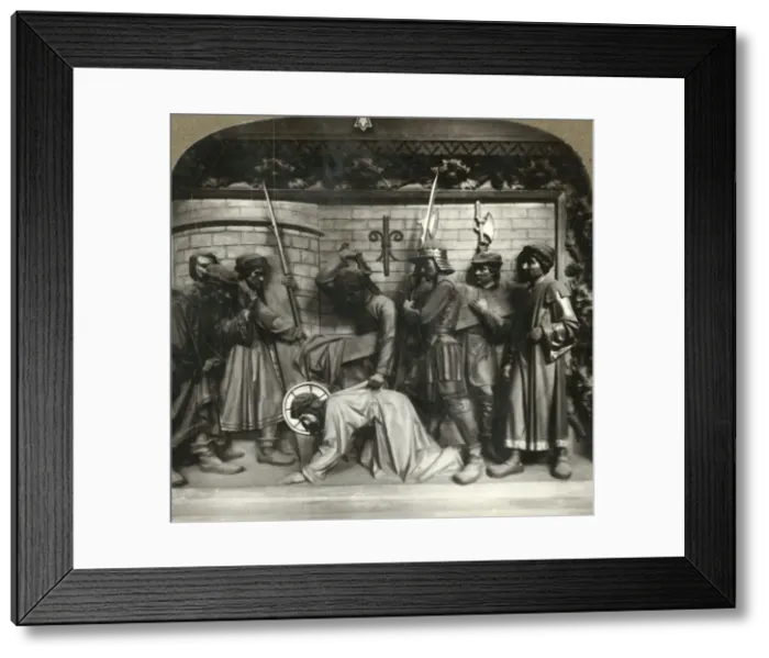 Framed Print : Jesus falls the second time under the weight of the cross, c1920s. Creator: Unknown Framed Print : Jesus falls the second time under the weight of the cross, c1920s. Creator: Unknown