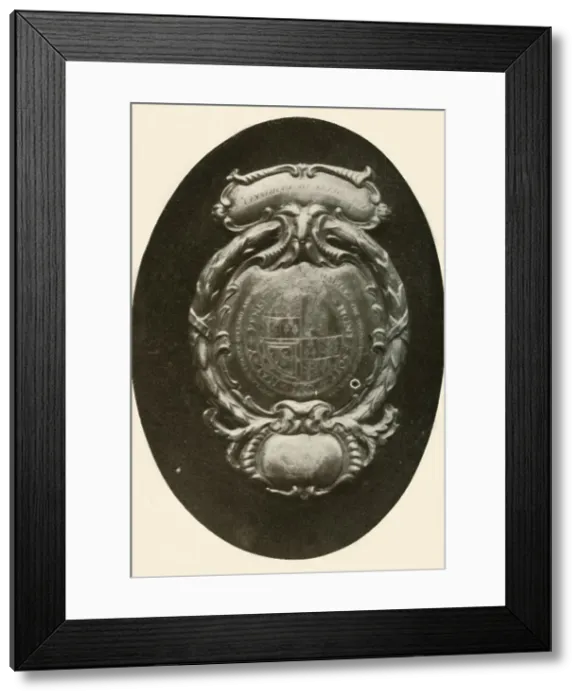 Framed Print : Silver frontlet, with English coat-of-arms, 1677, (1937). Creator: Unknown Framed Print : Silver frontlet, with English coat-of-arms, 1677, (1937). Creator: Unknown