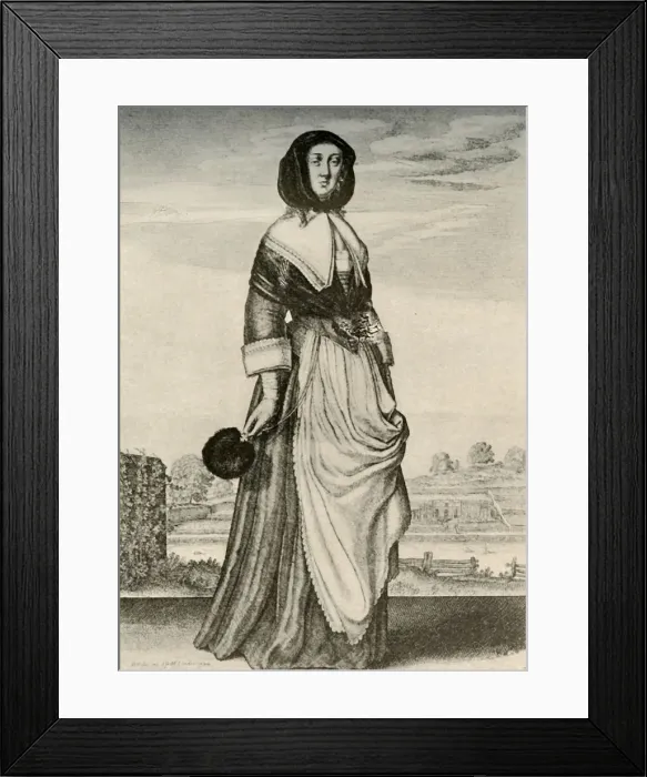 Framed Print : Autumn - An English woman in hood and apron, reign of Charles I, c1620-1640, (1937) Creator Framed Print : Autumn - An English woman in hood and apron, reign of Charles I, c1620-1640, (1937) Creator