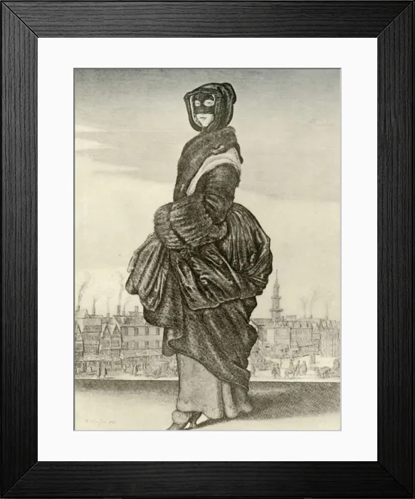 Framed Print : Winter - Outdoor winter dress of English woman, reign of Charles I, c1620-1640, (1937) Creator Framed Print : Winter - Outdoor winter dress of English woman, reign of Charles I, c1620-1640, (1937) Creator