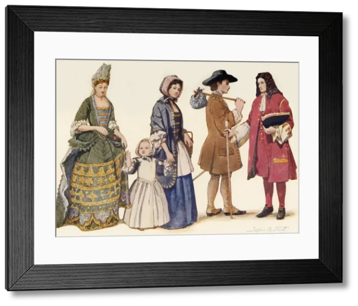 Framed Print : Traditional clothing in the reigns of James II - William and Mary 1685-1700, 1903, (1937) Framed Print : Traditional clothing in the reigns of James II - William and Mary 1685-1700, 1903, (1937)
