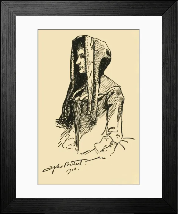 Framed Print : A Camlet Hood; taken from an Orginal Garment, c1702, 1903, (1937). Creator: Sophie B Steel Framed Print : A Camlet Hood; taken from an Orginal Garment, c1702, 1903, (1937). Creator: Sophie B Steel