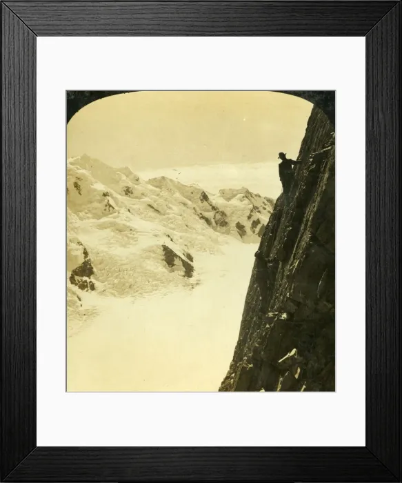Framed Print : A Dangerous Ascent, Mount Malte Brun, New Zealand, c1909. Creator: George Rose Framed Print : A Dangerous Ascent, Mount Malte Brun, New Zealand, c1909. Creator: George Rose