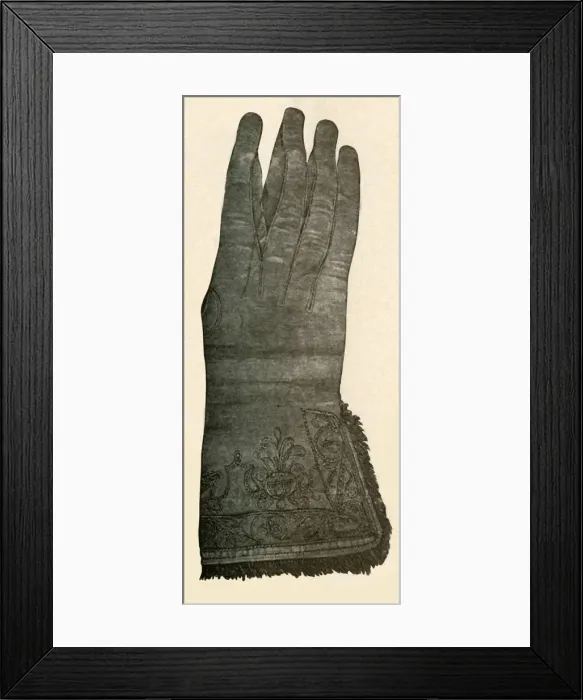 Framed Print : Embroidered glove, c17th century, (1937). Creator: Unknown Framed Print : Embroidered glove, c17th century, (1937). Creator: Unknown