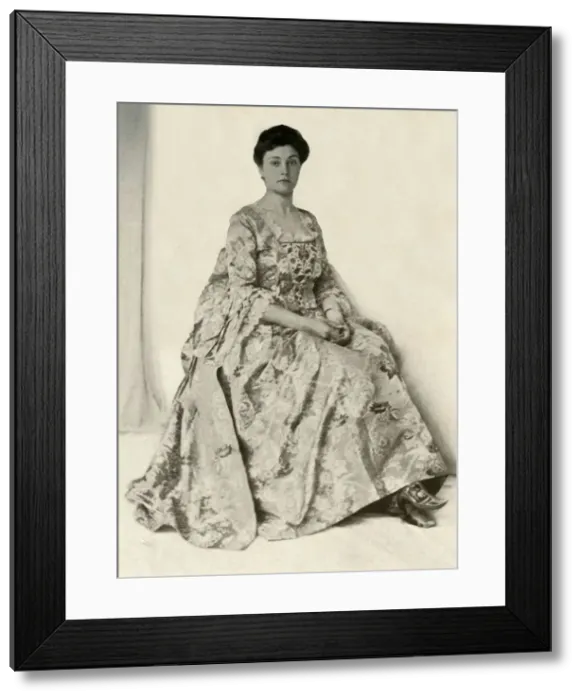 Framed Print : Photograph of a kincob brocade, with silk embroidered stomacher, c1750, (1937) Framed Print : Photograph of a kincob brocade, with silk embroidered stomacher, c1750, (1937)