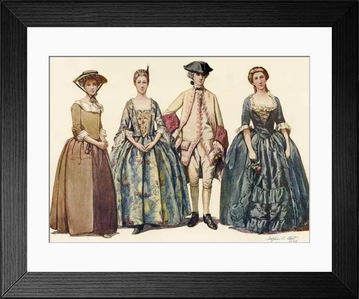 Framed Print : Clothing during the Reigns of George I and II 1725-1745, 1903, (1937). Creator: Sophie B Steel Framed Print : Clothing during the Reigns of George I and II 1725-1745, 1903, (1937). Creator: Sophie B Steel
