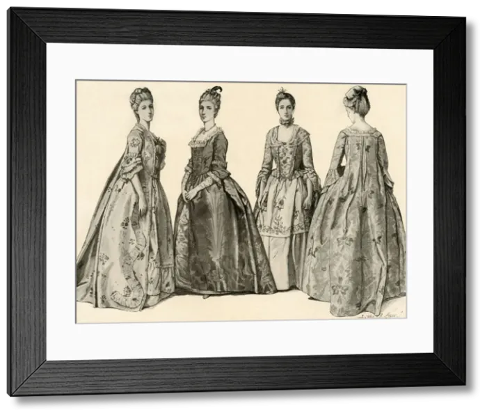 Framed Print : Clothing during the Reign of George II 1735-1760, 1903, (1937). Creator: Sophie B Steel Framed Print : Clothing during the Reign of George II 1735-1760, 1903, (1937). Creator: Sophie B Steel