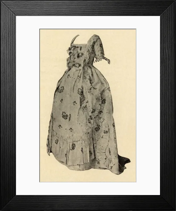 Framed Print : A Watteau sacque, wedding outfit of Mrs. William West, 1752, (1937) Creator: Unknown Framed Print : A Watteau sacque, wedding outfit of Mrs. William West, 1752, (1937) Creator: Unknown