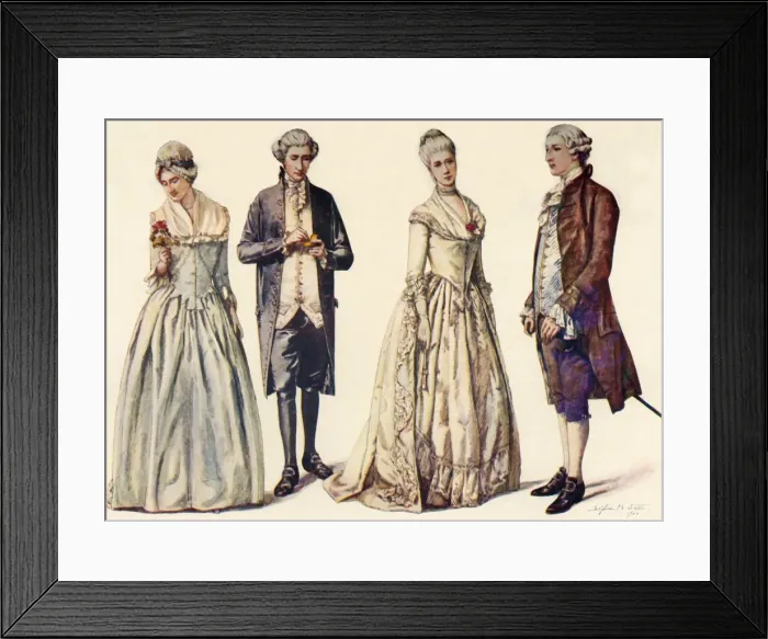 Framed Print : Clothing during the Reign of George II 1760-1776, 1903, (1937). Creator: Sophie B Steel Framed Print : Clothing during the Reign of George II 1760-1776, 1903, (1937). Creator: Sophie B Steel
