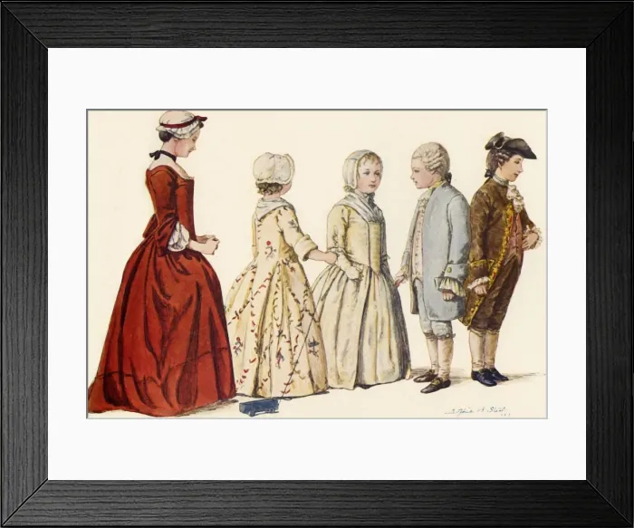 Framed Print : Childrens attire during reigns of Queen Anne, George I, II and III 1702-1790, 1903, (1937) Framed Print : Childrens attire during reigns of Queen Anne, George I, II and III 1702-1790, 1903, (1937)