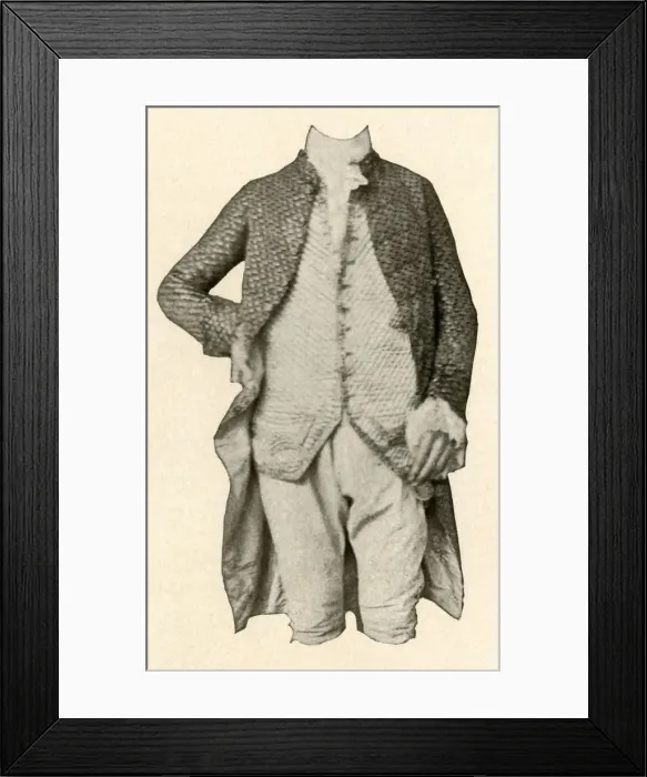 Framed Print : Jacket and waistcoat worn by Robert Livingston, of Clermont Manor, New York, c1720, (1937) Framed Print : Jacket and waistcoat worn by Robert Livingston, of Clermont Manor, New York, c1720, (1937)