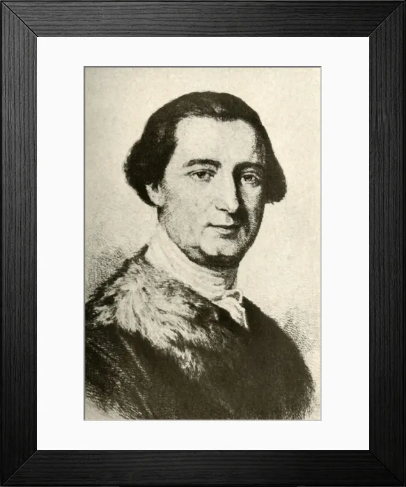 Framed Print : Portrait of John Penn, Colonial Governor, showing fur-trimmed coat, c1750, (1937) Framed Print : Portrait of John Penn, Colonial Governor, showing fur-trimmed coat, c1750, (1937)