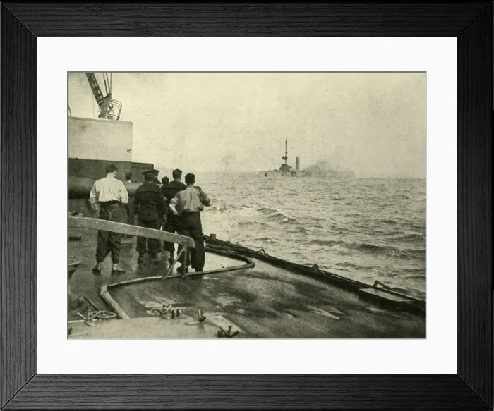 Framed Print : The sinking of the German cruiser Mainz, 28 August 1914, (c1920). Creator: Unknown Framed Print : The sinking of the German cruiser Mainz, 28 August 1914, (c1920). Creator: Unknown