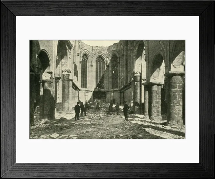 Framed Print : Ruined church at Vise in Belgium, 1914-1918, (c1920). Creator: Underwood & Underwood Framed Print : Ruined church at Vise in Belgium, 1914-1918, (c1920). Creator: Underwood & Underwood