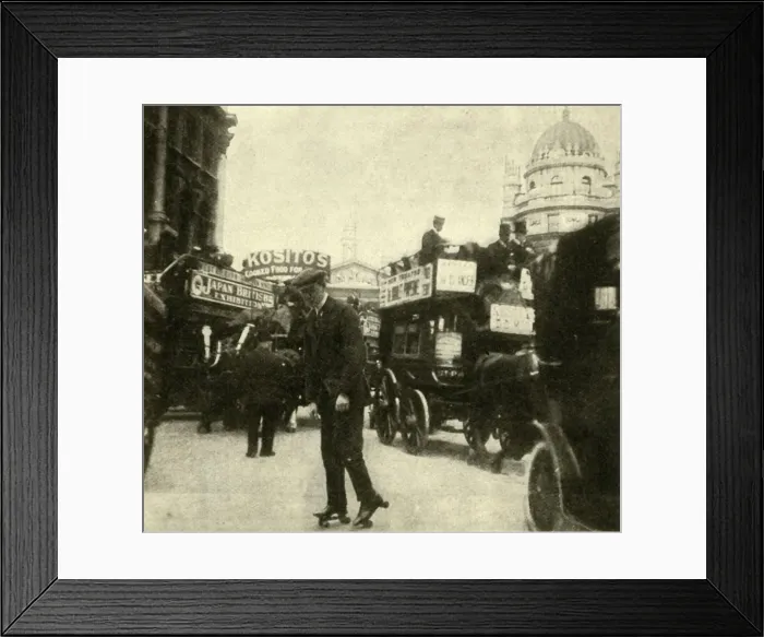 Framed Print : In the thick of the Traffic by the Mansion House, 1910. Creator: Unknown Framed Print : In the thick of the Traffic by the Mansion House, 1910. Creator: Unknown
