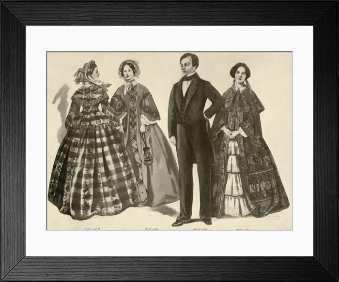 Framed Print : Clothing from 1850-1856, 1907, (1937). Creator: Cecil W Trout Framed Print : Clothing from 1850-1856, 1907, (1937). Creator: Cecil W Trout