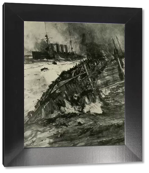 The sinking of HMS Aboukir, First World War, 22 September 1914, (c1920). Creator: Charles Dixon