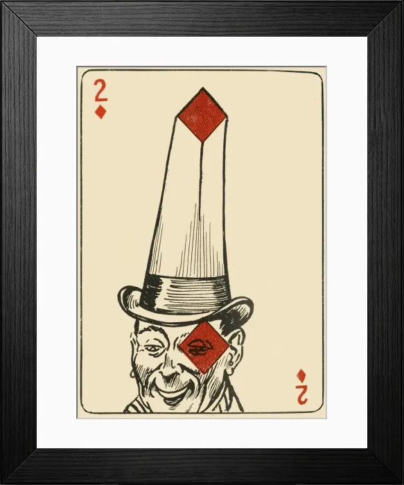 Framed Print : The two of diamonds as a basis for a comic minstrel, 1910. Creator: A Hogg Framed Print : The two of diamonds as a basis for a comic minstrel, 1910. Creator: A Hogg