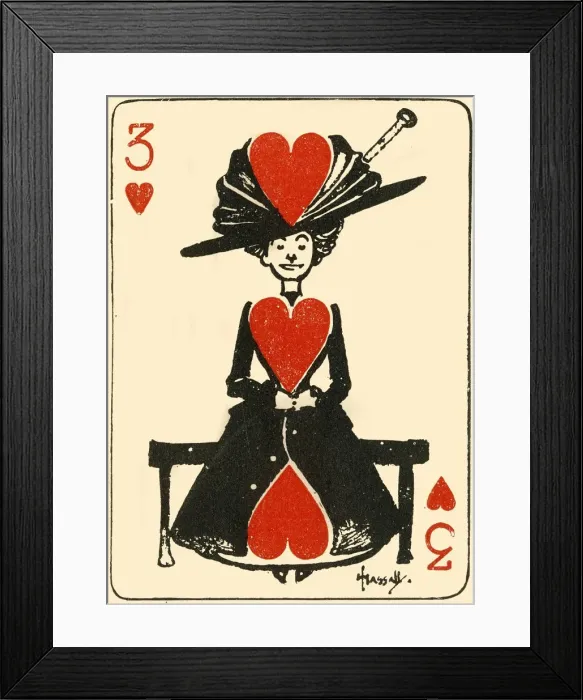Framed Print : The waiting virgin, from the three of hearts, 1910. Creator: John Hassall Framed Print : The waiting virgin, from the three of hearts, 1910. Creator: John Hassall