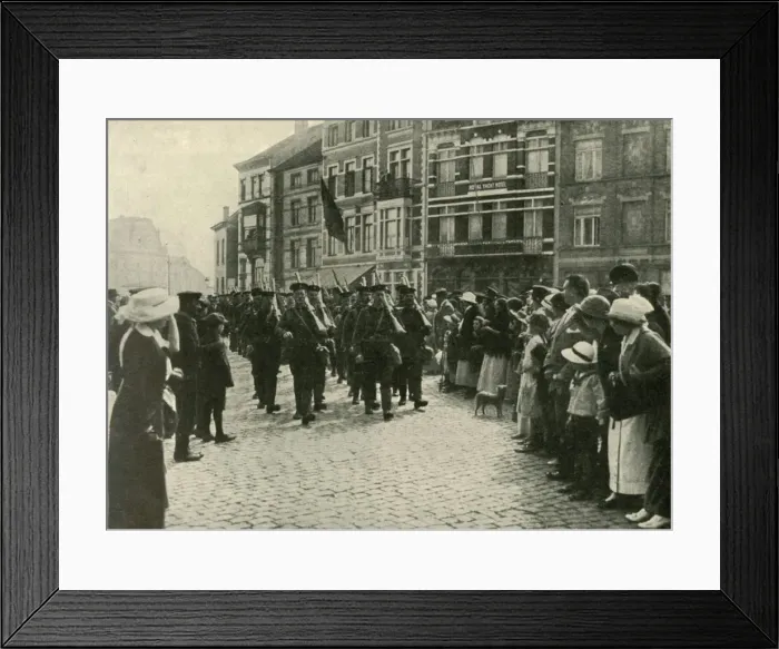 Framed Print : The Arrival of the British Marines at Ostend, First World War, 1914, (c1920). Creator: Unknown Framed Print : The Arrival of the British Marines at Ostend, First World War, 1914, (c1920). Creator: Unknown