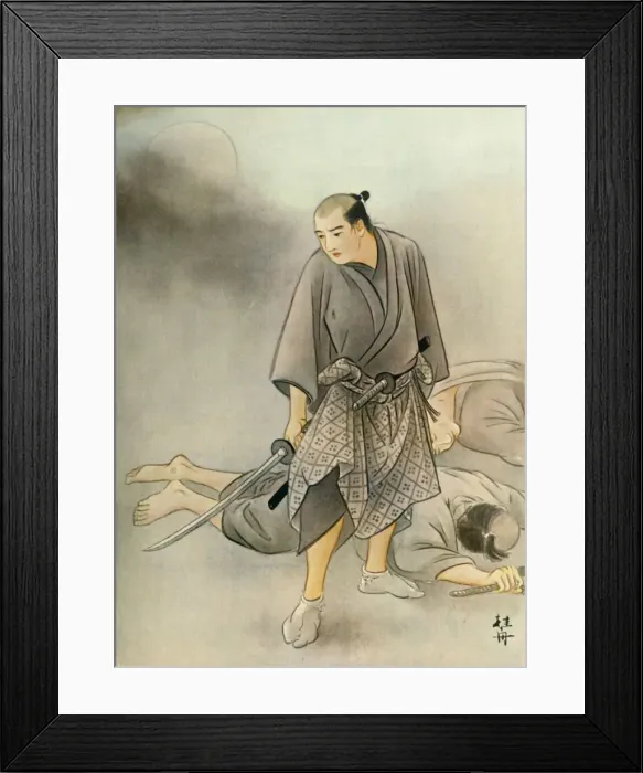 Framed Print : Mortally wounded, both men fell to the ground... 1919. Creator: Unknown Framed Print : Mortally wounded, both men fell to the ground... 1919. Creator: Unknown