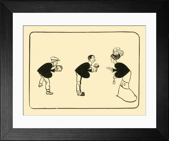 Framed Print : The Greeting on the three of spades, 1910. Creator: Unknown Framed Print : The Greeting on the three of spades, 1910. Creator: Unknown