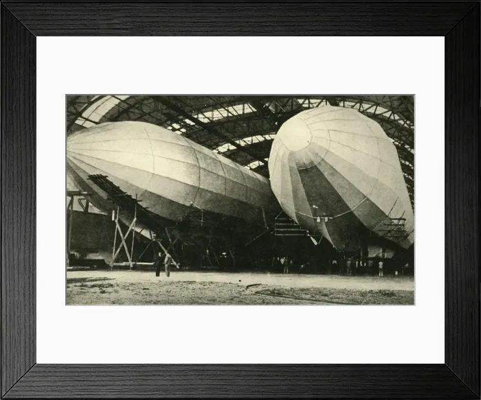 Framed Print : Airships in hangar, First World War, 1914, (c1920). Creator: Unknown Framed Print : Airships in hangar, First World War, 1914, (c1920). Creator: Unknown