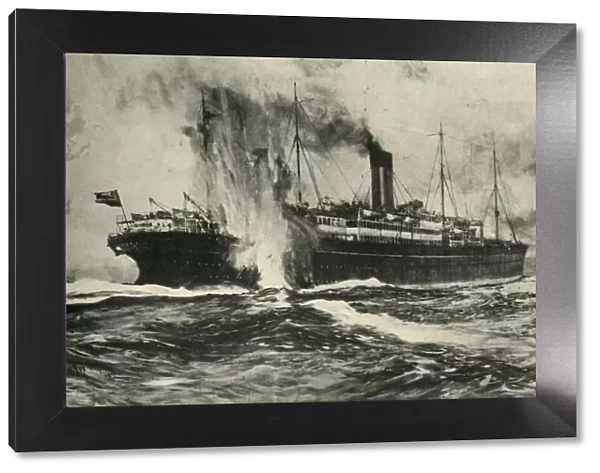 The sinking of the SS Arabic, First World War, 19 August 1915, (c1920). Creator: Unknown