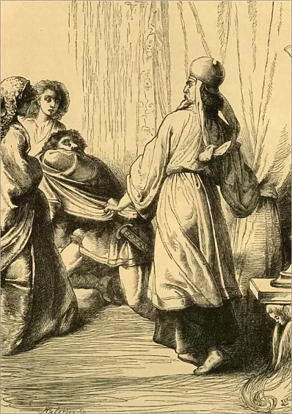 Edwy dragged by Dunstan from the presence of Elgiva, c1890. Creator: Unknown