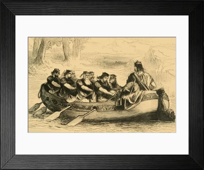 Framed Print : Edgar the Pacific being rowed down the River Dee by Eight Tributary Princes, c1890 Framed Print : Edgar the Pacific being rowed down the River Dee by Eight Tributary Princes, c1890