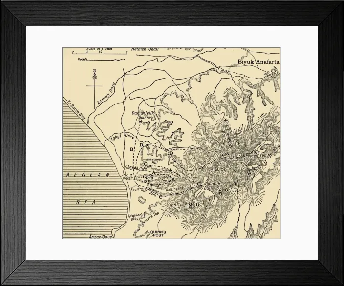 Framed Print : ANZAC advance, Gallipoli peninsula, First World War, 1915, (c1920). Creator: Unknown Framed Print : ANZAC advance, Gallipoli peninsula, First World War, 1915, (c1920). Creator: Unknown