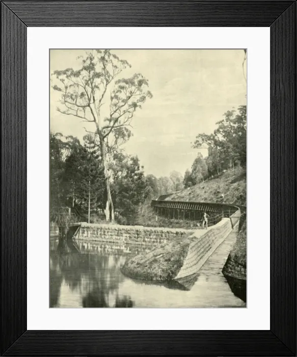 Framed Print : The Weir and Fluming, Kirks Reservoir, 1901. Creator: Unknown Framed Print : The Weir and Fluming, Kirks Reservoir, 1901. Creator: Unknown