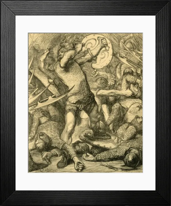Framed Print : Hereward cutting his way through the Norman host, c1890. Creator: Unknown Framed Print : Hereward cutting his way through the Norman host, c1890. Creator: Unknown